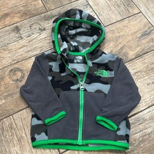 The North Face Infant Fleece Jacket  Full Zip Grey green camo 3-6 months